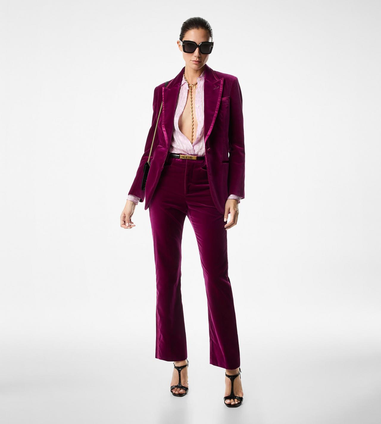 VELVET "WALLIS" TAILORED TUXEDO PANTS image number 2