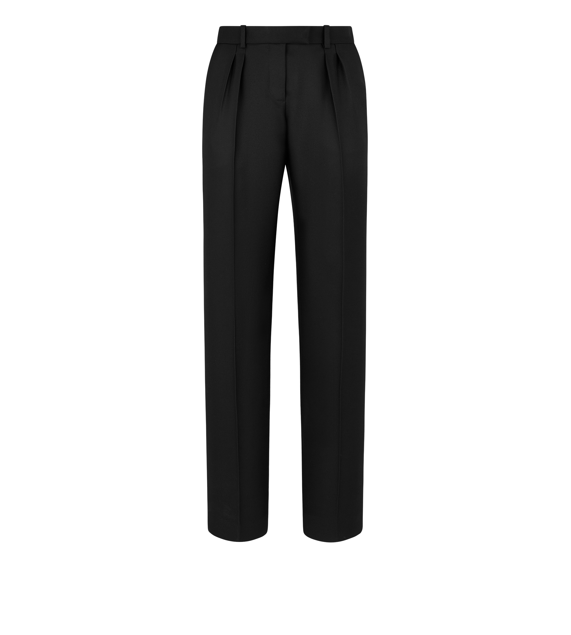 WOOL SILK TWILL TAILORED PLEATED PANTS