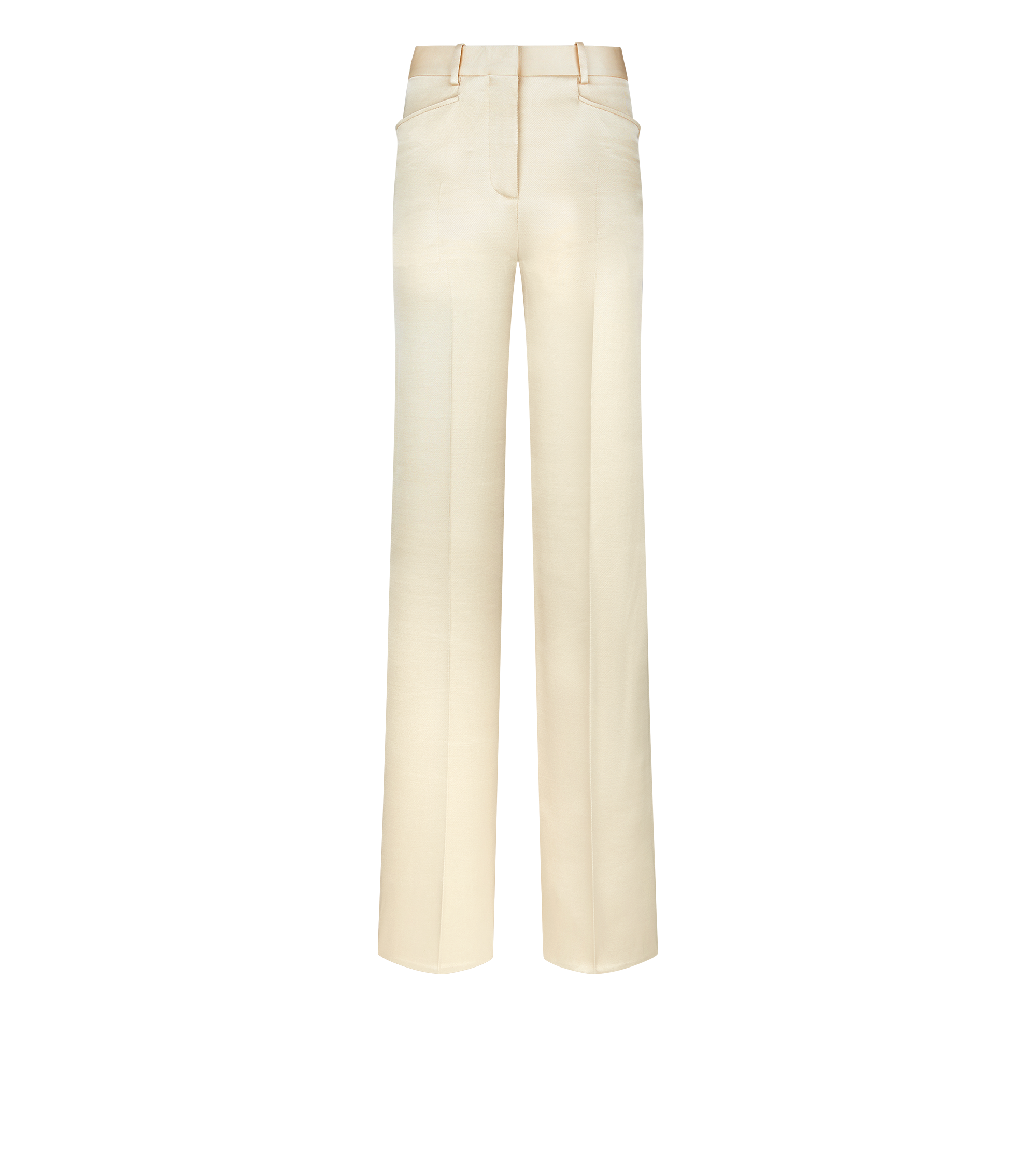 SILK AND WOOL TWILL TAILORED BOOT CUT PANTS