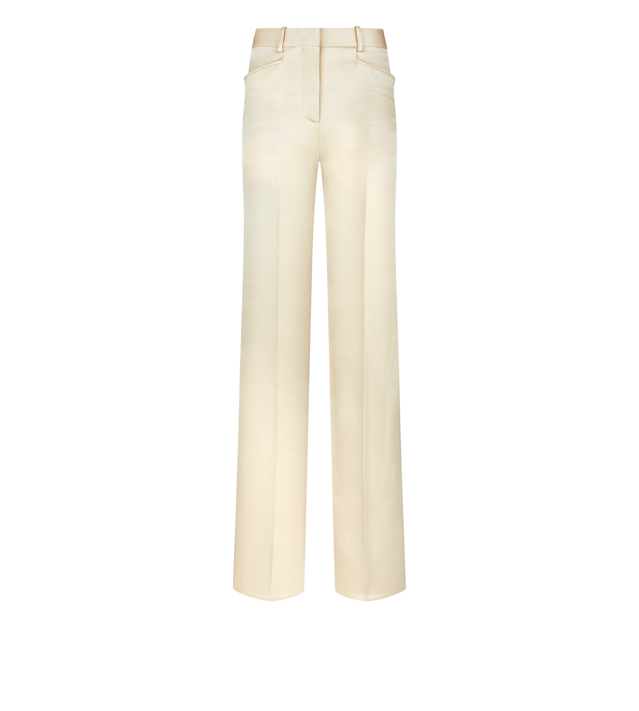 SILK AND WOOL TWILL TAILORED BOOT CUT PANTS image number 0