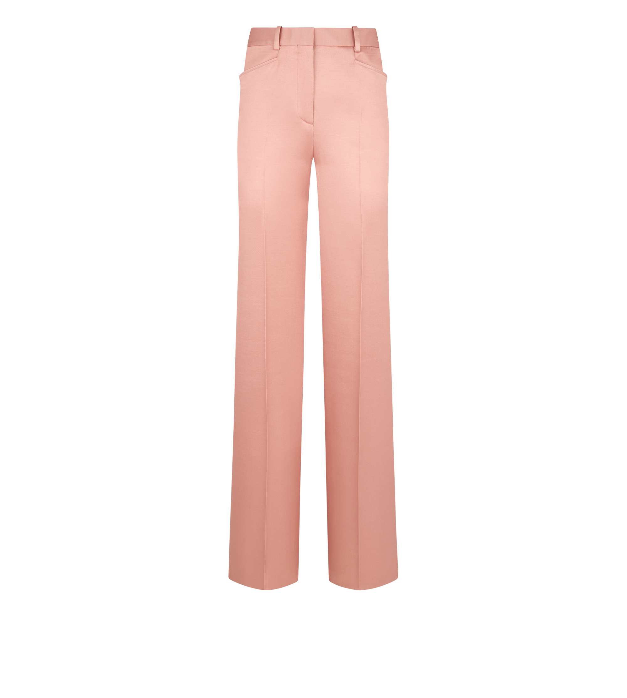 SILK AND WOOL TWILL TAILORED BOOT CUT PANTS