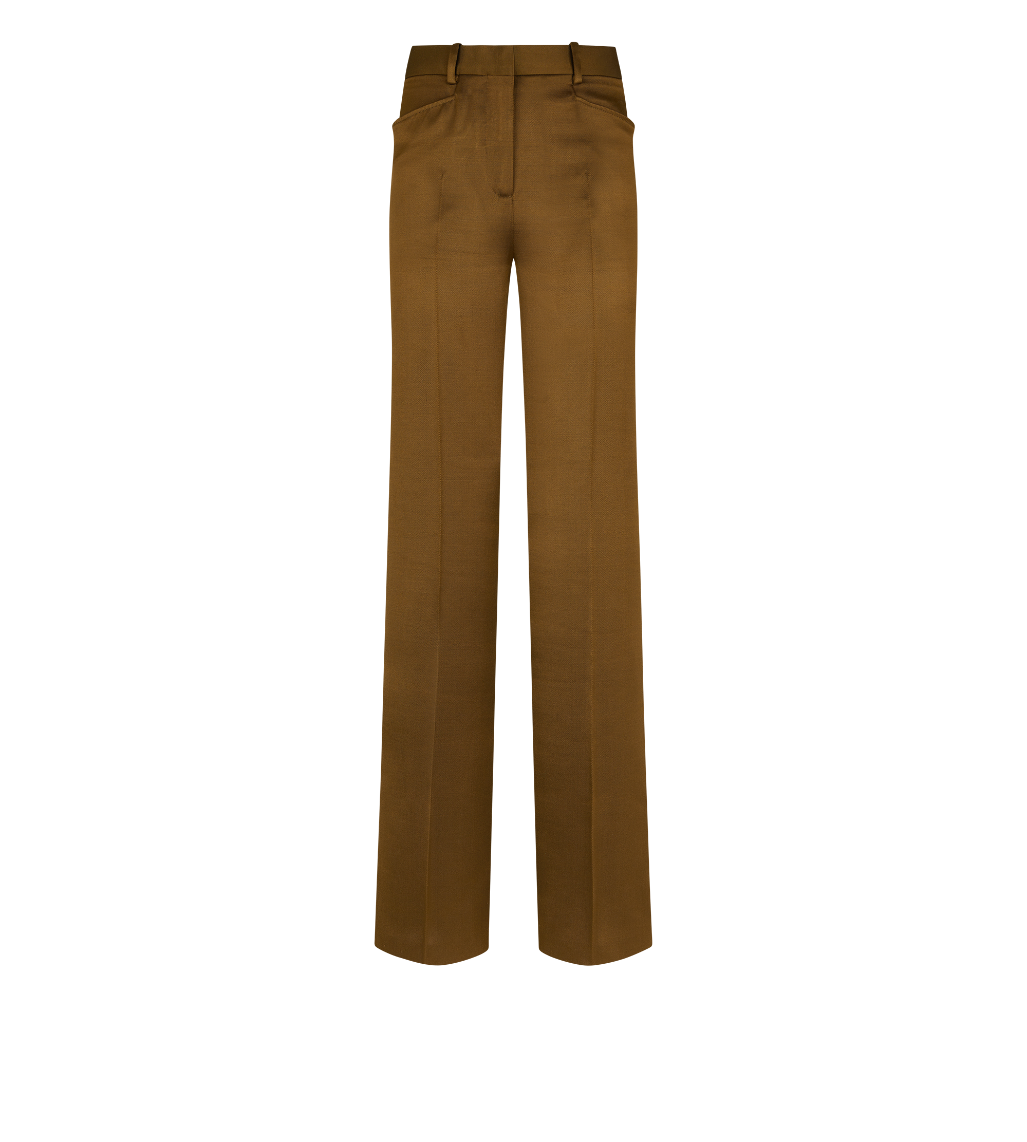 SILK AND WOOL TWILL TAILORED BOOT CUT PANTS