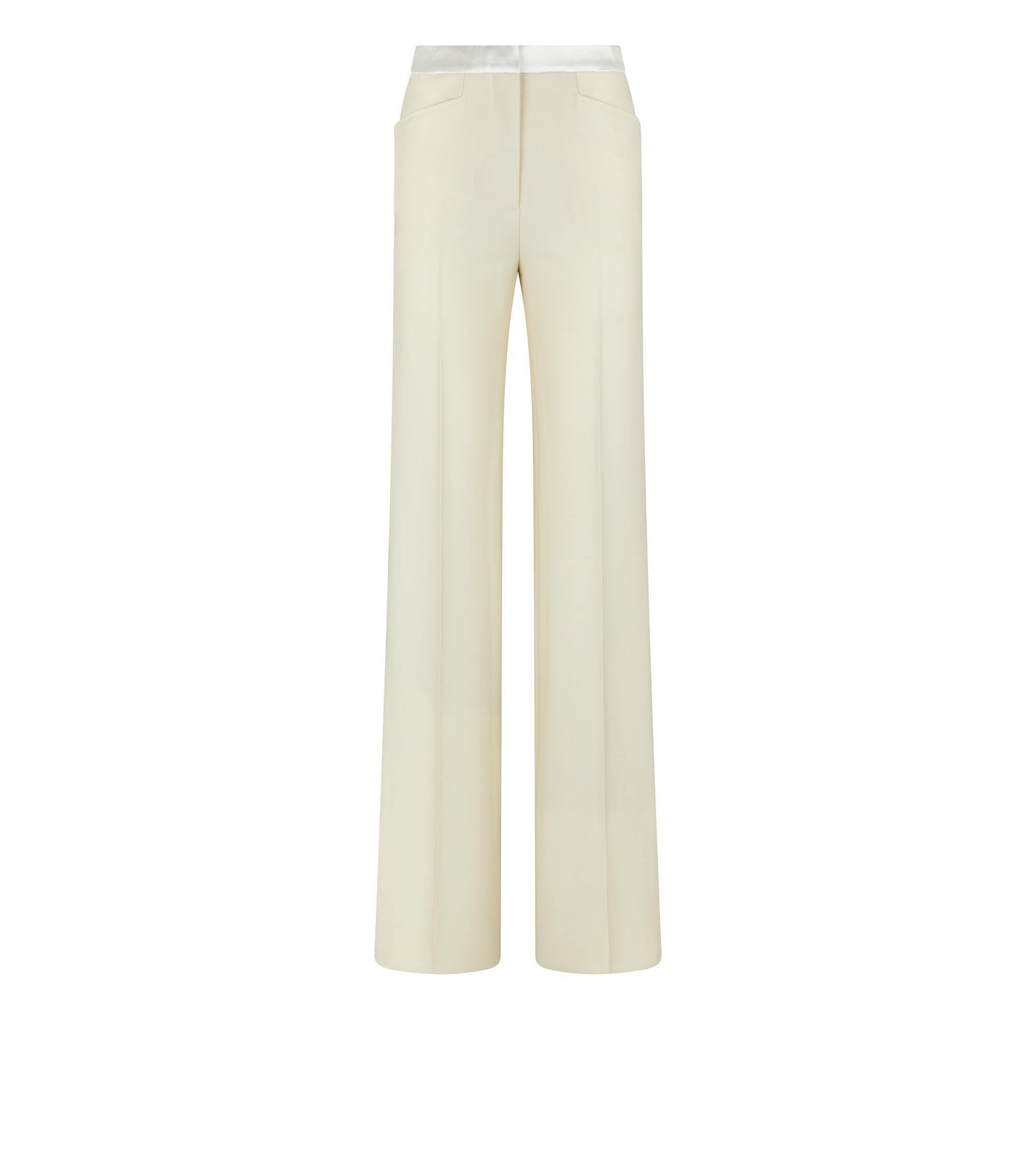 SILK BLEND TWILL TUXEDO TAILORED BOOT CUT PANTS
