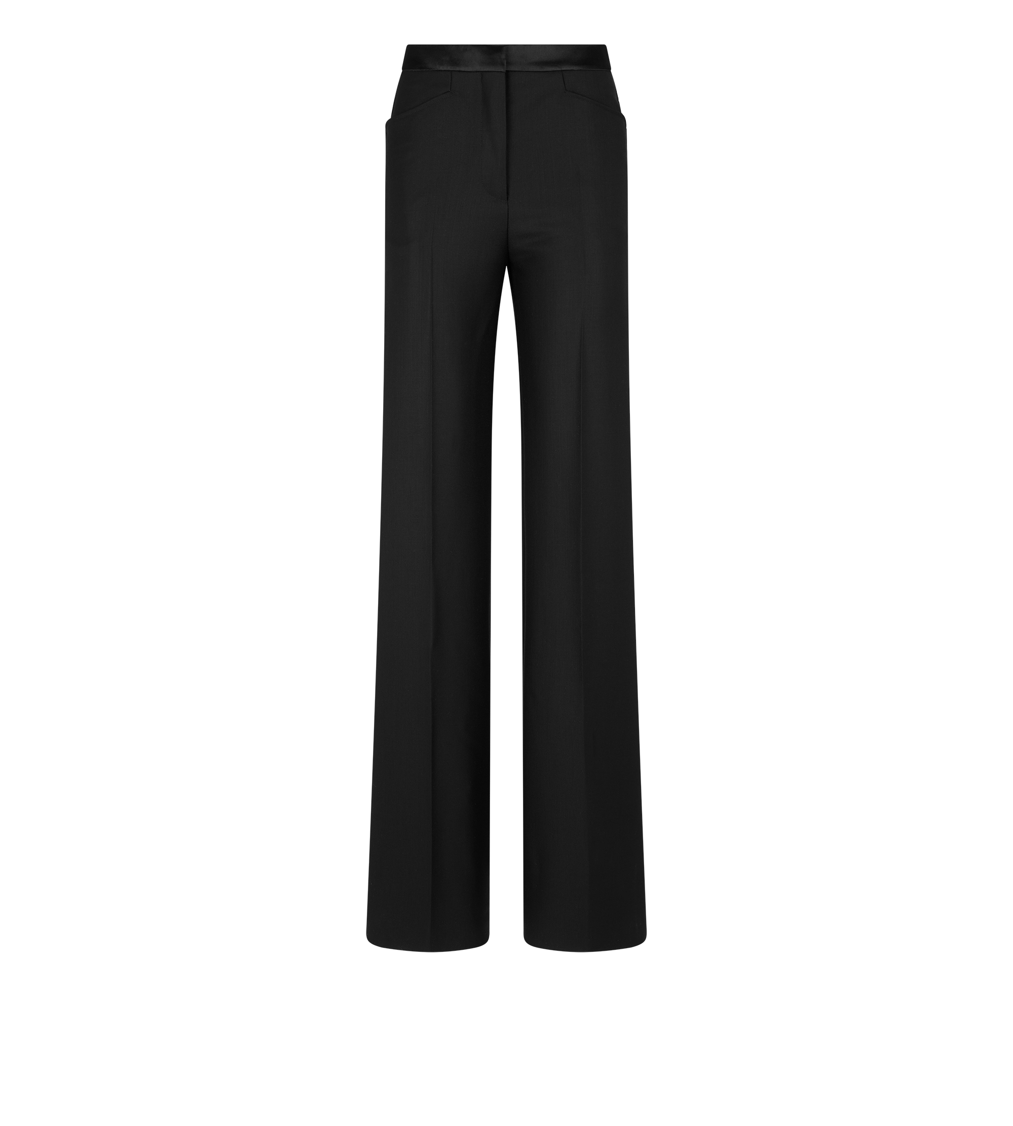 SILK BLEND TWILL TUXEDO TAILORED BOOT CUT PANTS