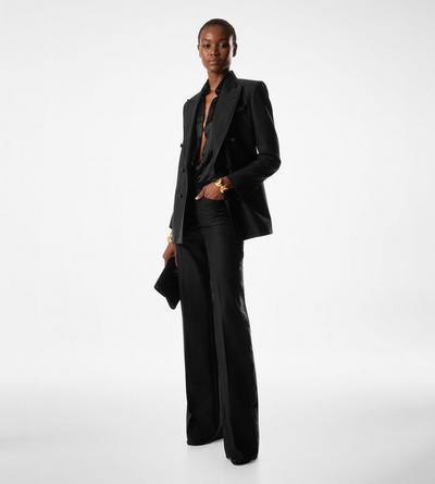SILK BLEND TWILL TUXEDO TAILORED BOOT CUT PANTS image number 1