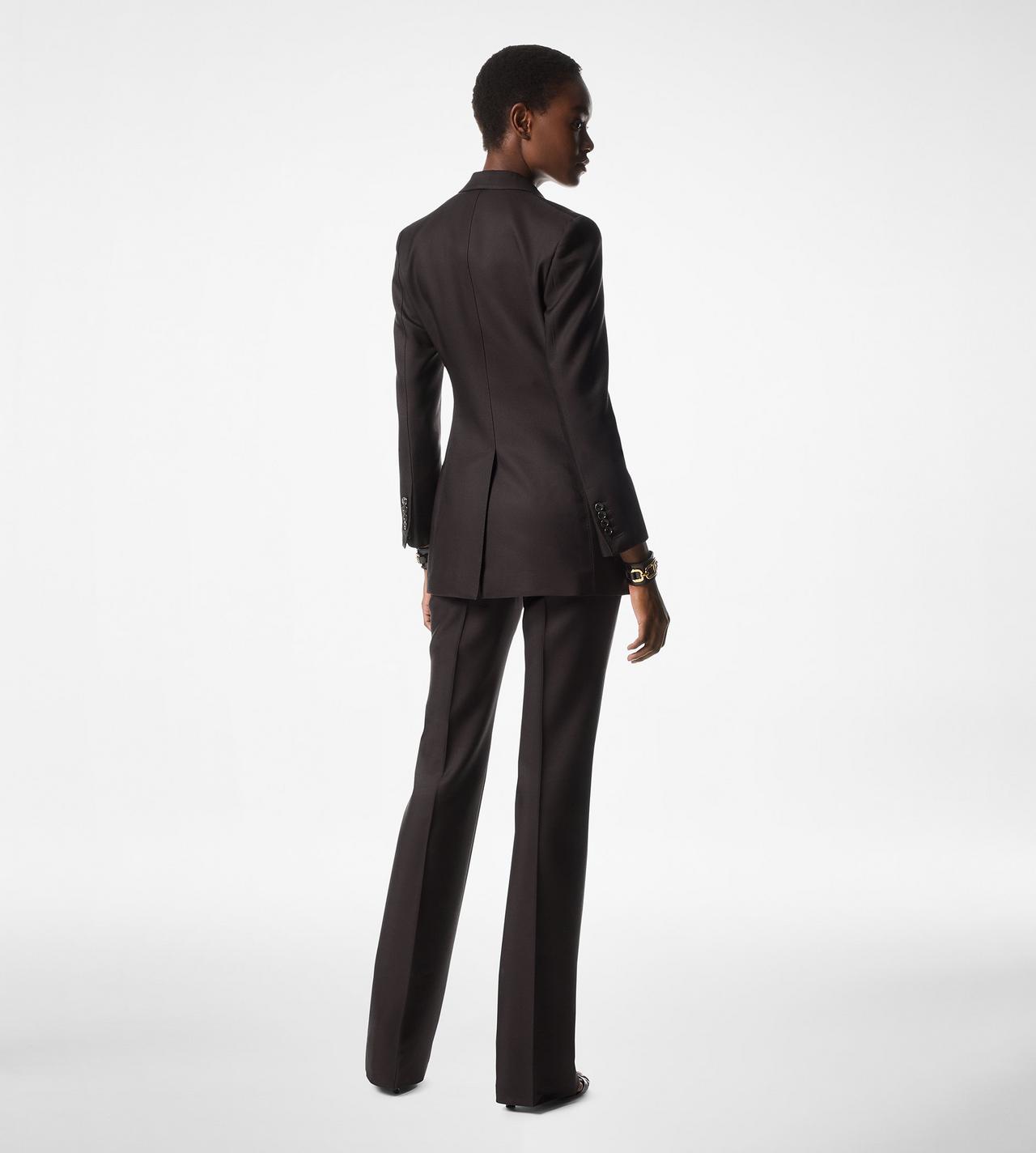 WOOL SILK TWILL TAILORED WIDE LEG PANTS image number 2