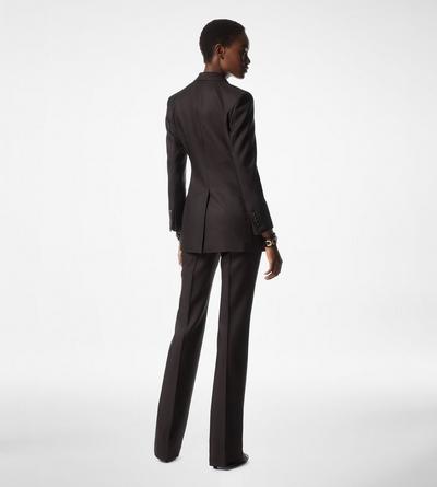 WOOL SILK TWILL TAILORED WIDE LEG PANTS image number 2