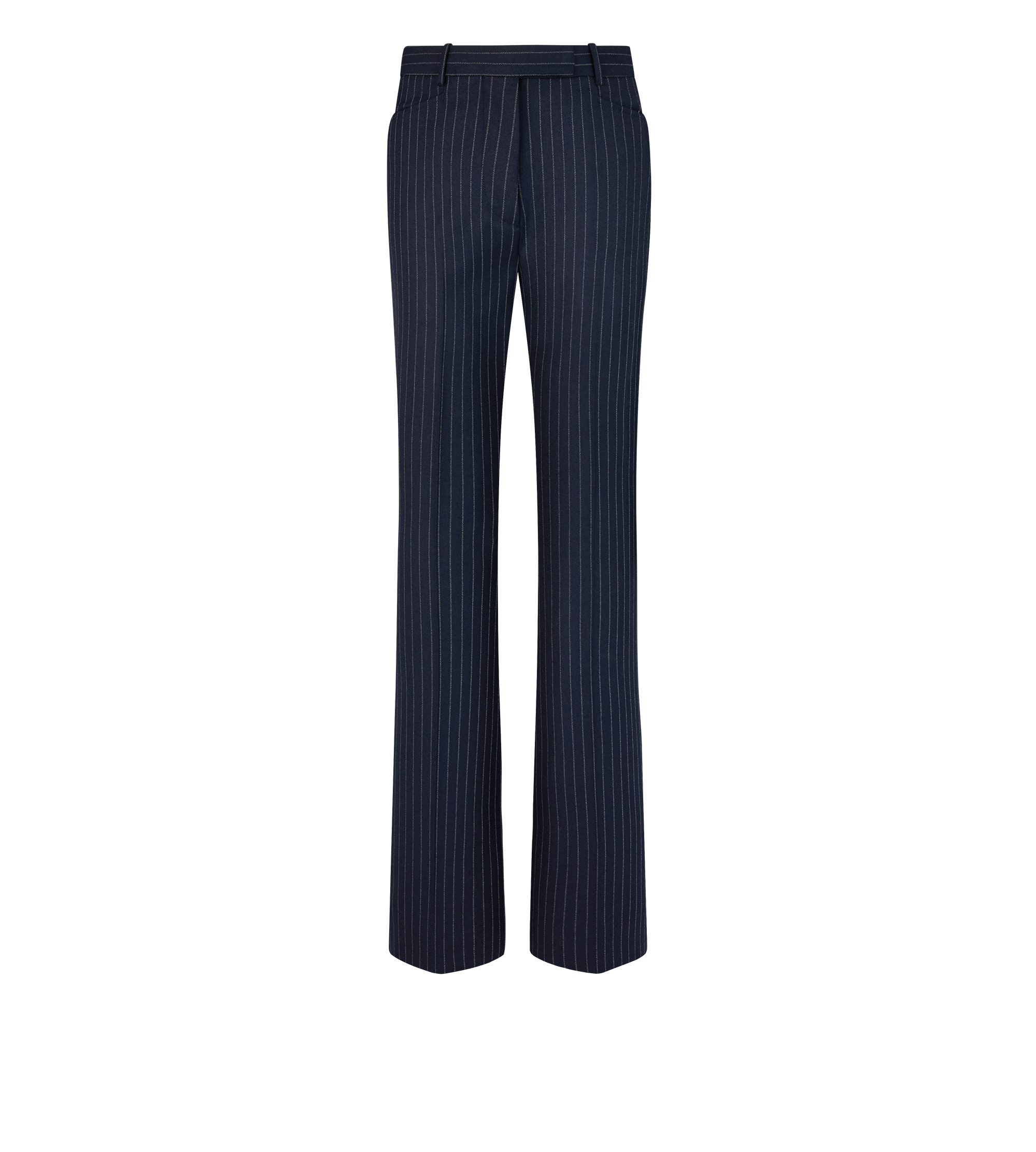 STRIPED WOOL FLANNEL TAILORED WIDE LEG PANTS