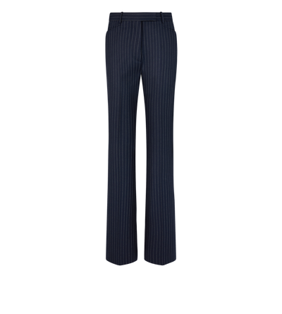 STRIPED WOOL FLANNEL TAILORED WIDE LEG PANTS image number 0