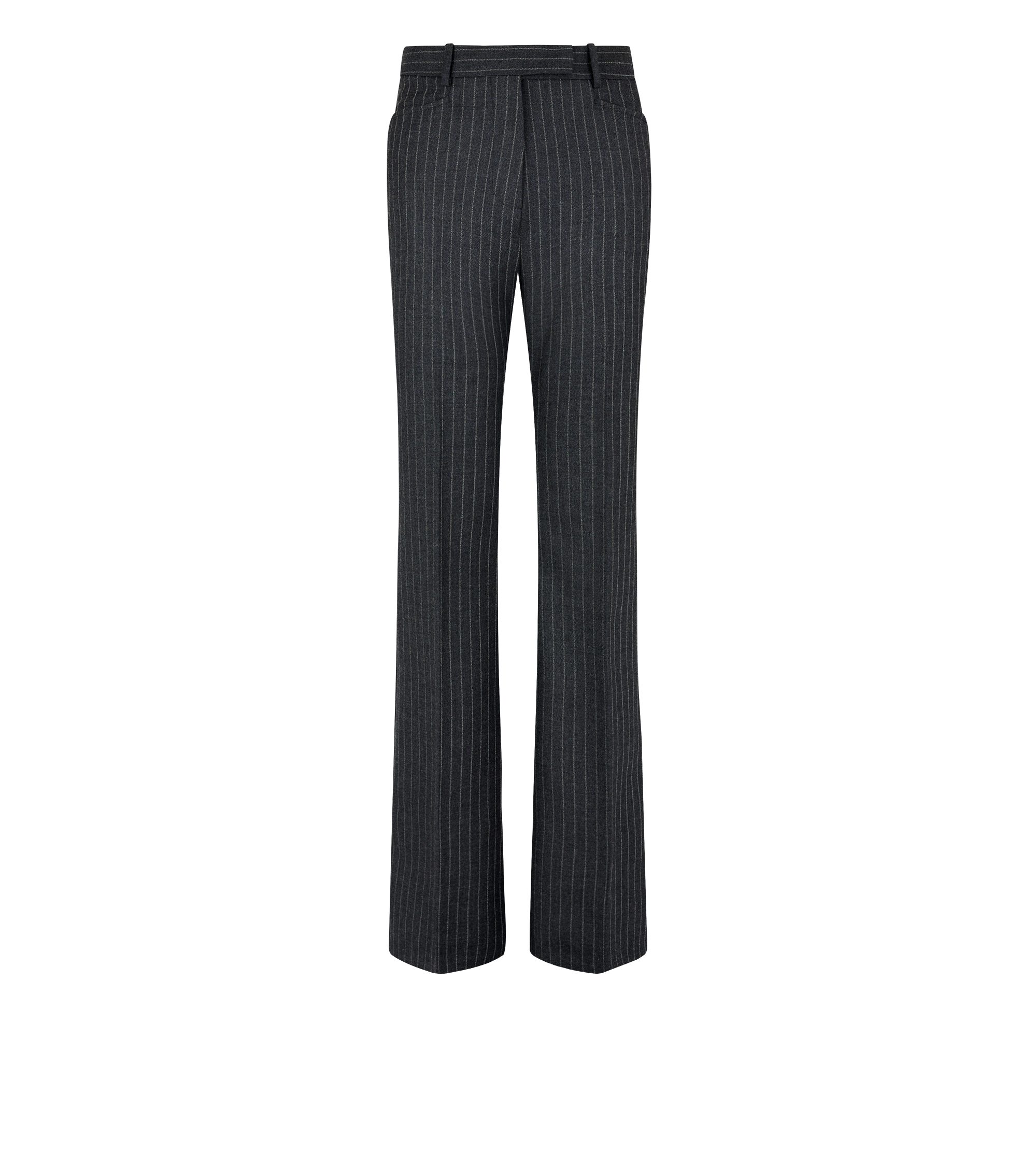 STRIPED WOOL FLANNEL TAILORED WIDE LEG PANTS