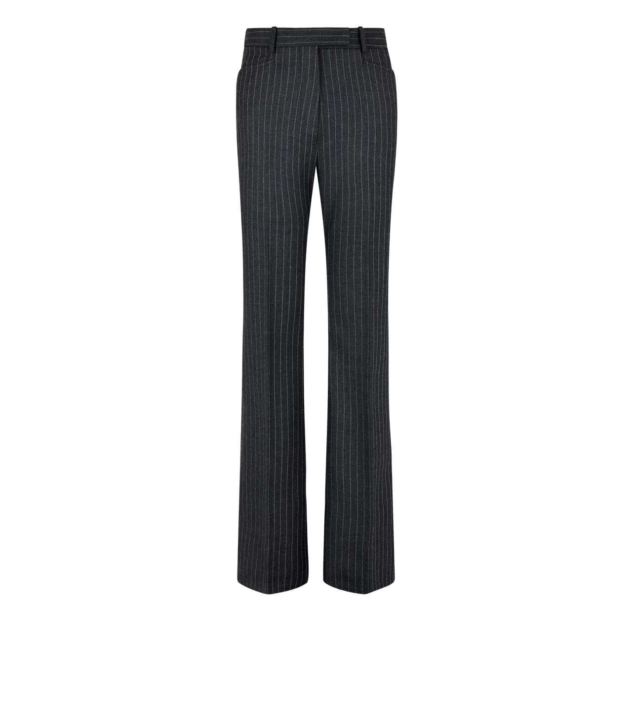 STRIPED WOOL FLANNEL TAILORED WIDE LEG PANTS image number 0