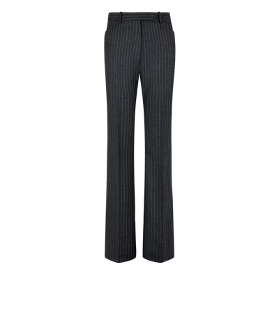 STRIPED WOOL FLANNEL TAILORED WIDE LEG PANTS image number 0