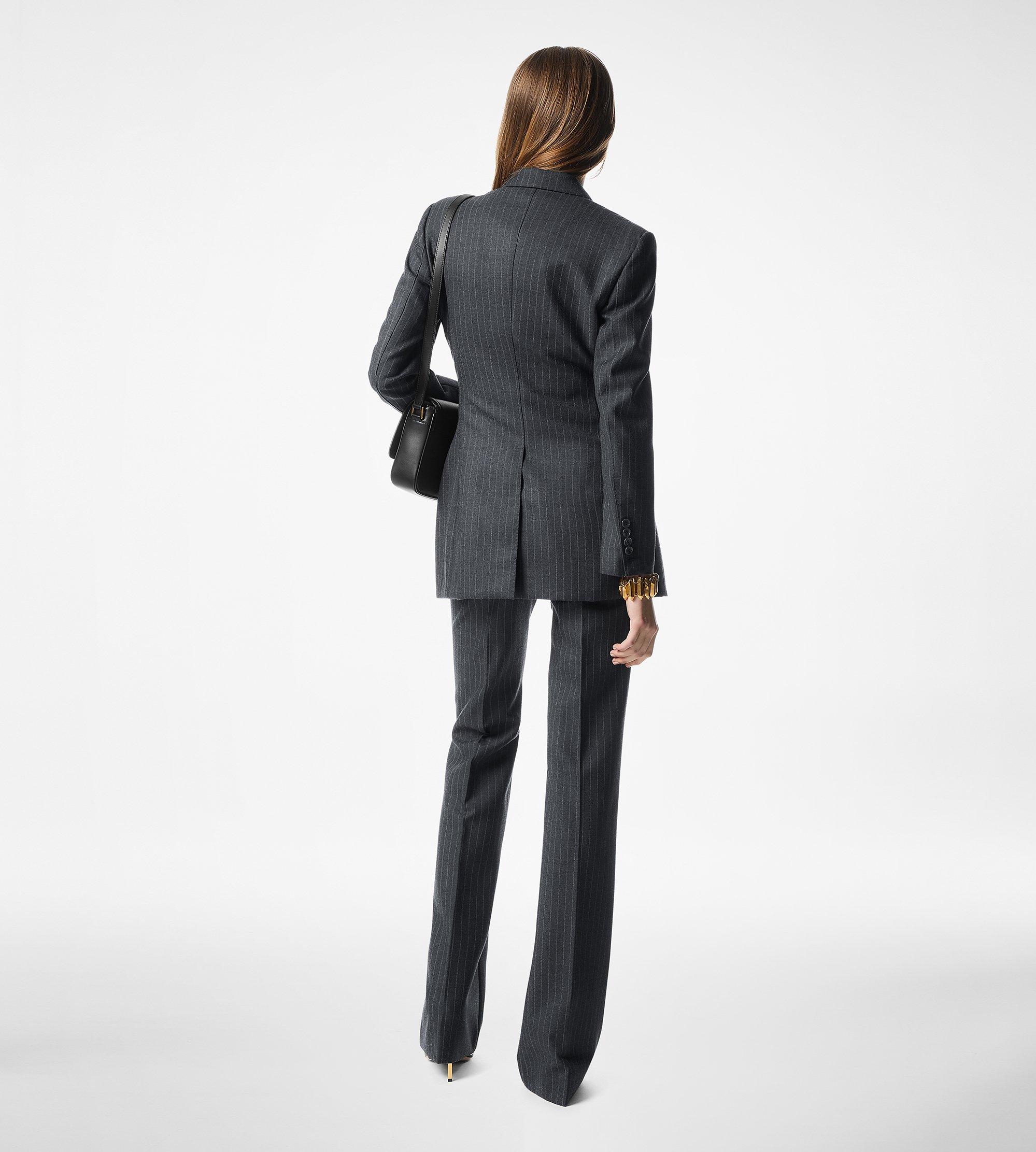STRIPED WOOL FLANNEL TAILORED WIDE LEG PANTS | Tom Ford Fashion