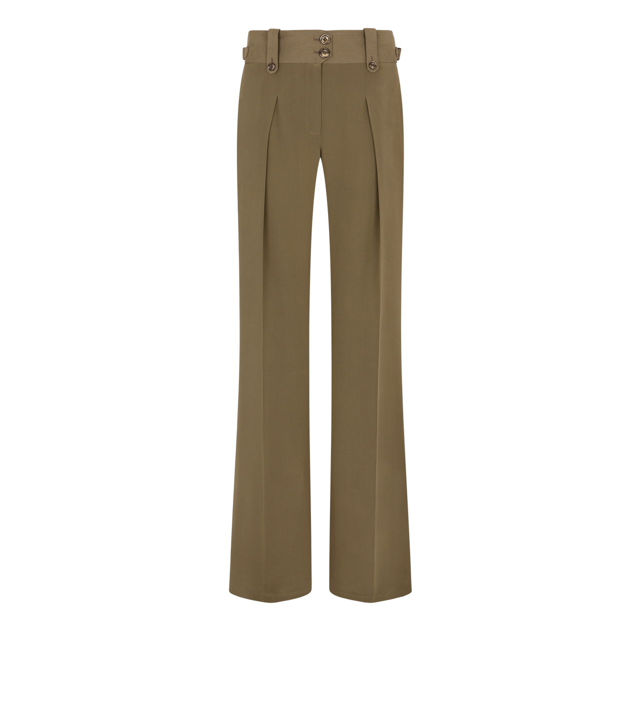 TOM FORD SILK KHAKI PLEATED WIDE LEG SILK PANTS
