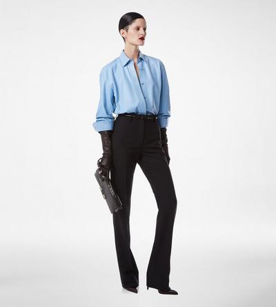 WOOL SILK BLEND TAILORED STRAIGHT PANTS image number 2
