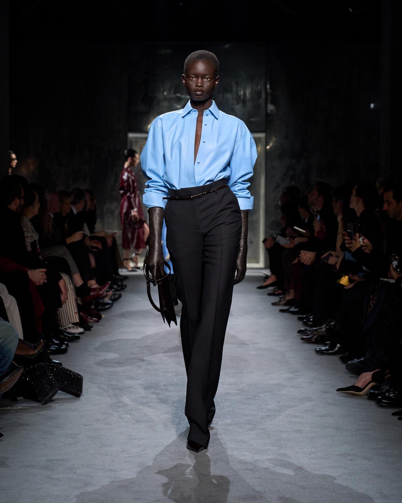 WOOL SILK BLEND TAILORED STRAIGHT PANTS image number 5