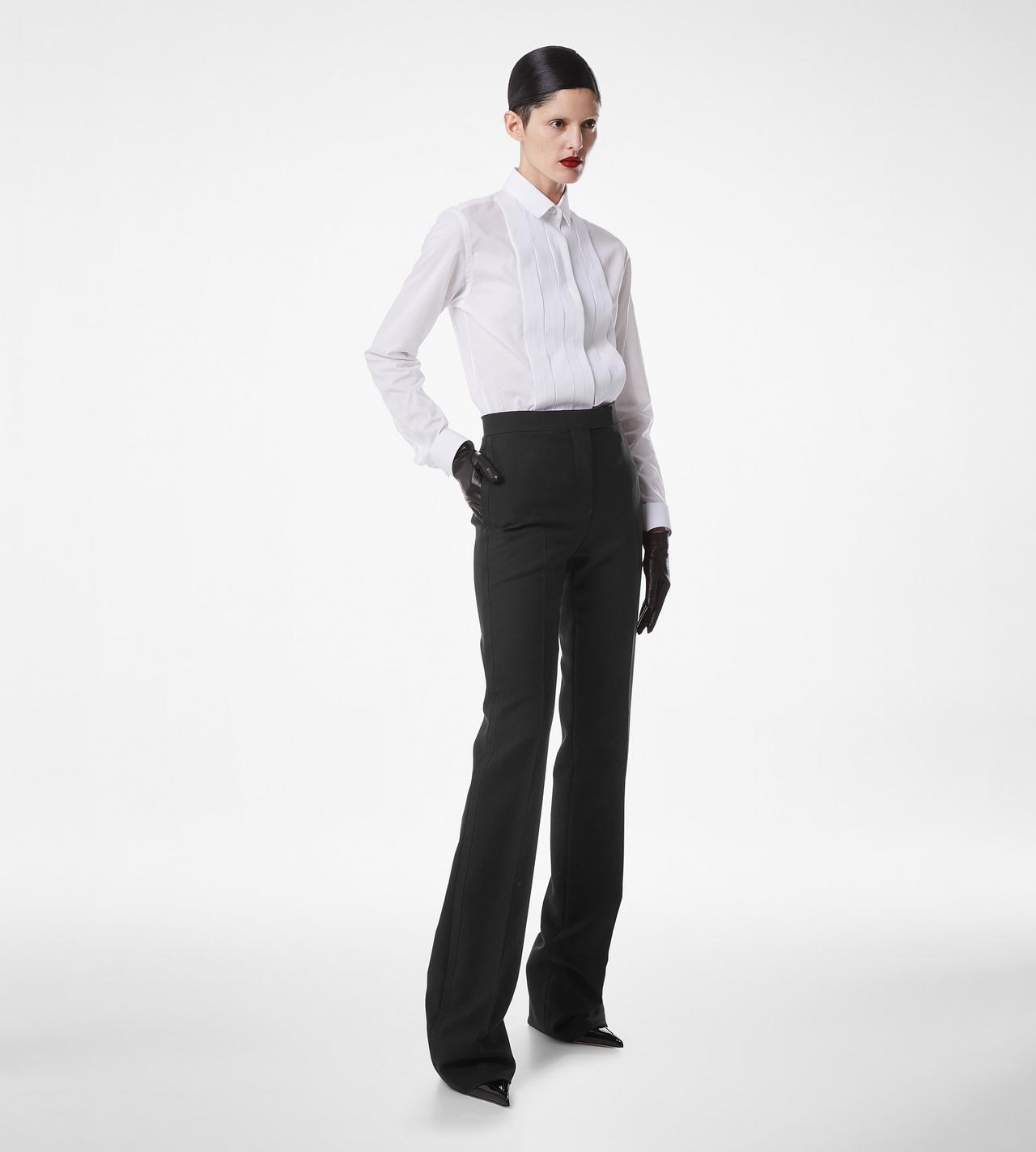 WOOL SILK BLEND TAILORED TUXEDO STRAIGHT PANTS | TOM FORD Fashion