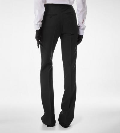TOM FORD WOOL SILK BLEND BLACK WOOL SILK BLEND TAILORED TUXEDO STRAIGHT PANTS