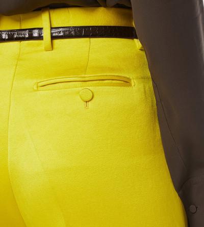WASHED COTTON SILK BLEND DUCHESSE TAILORED STRAIGHT PANTS image number 1