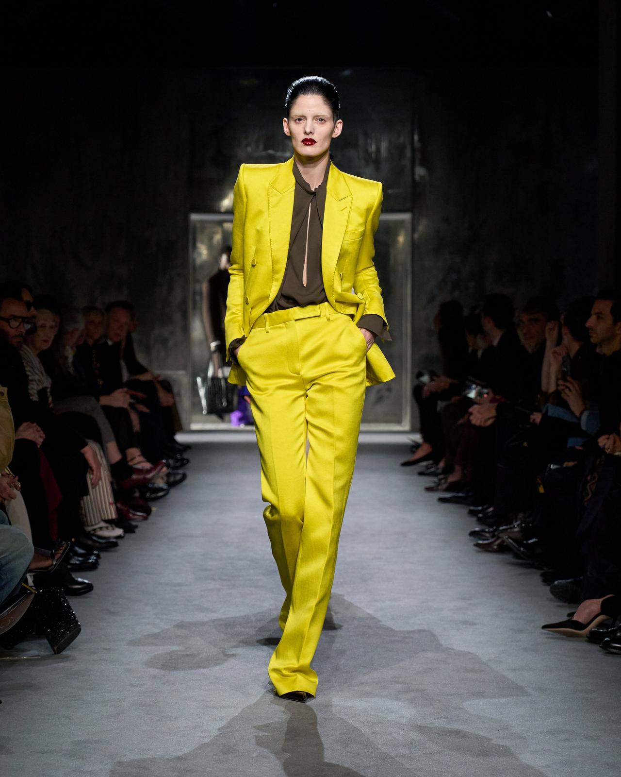 WASHED COTTON SILK BLEND DUCHESSE TAILORED STRAIGHT PANTS image number 5