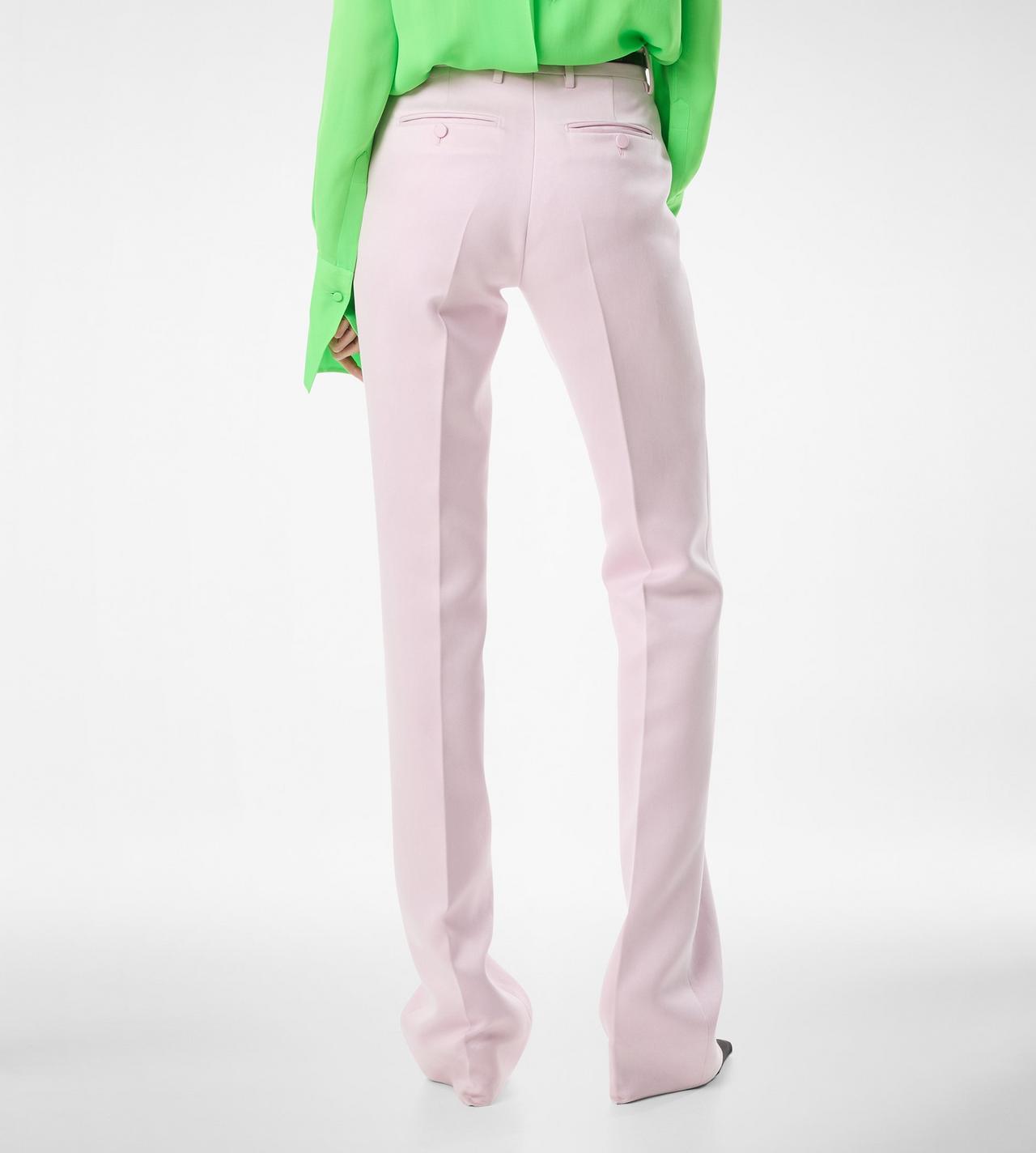 WASHED COTTON SILK BLEND DUCHESSE TAILORED STRAIGHT PANTS image number 4