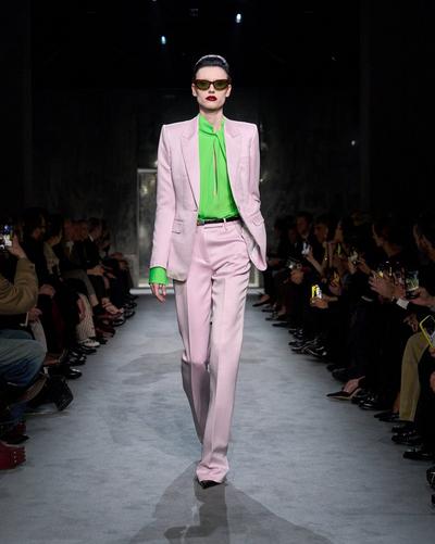 WASHED COTTON SILK BLEND DUCHESSE TAILORED STRAIGHT PANTS image number 5