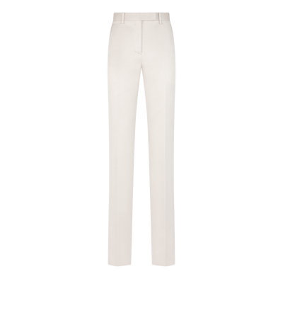 WASHED COTTON SILK BLEND DUCHESSE TAILORED STRAIGHT PANTS image number 0
