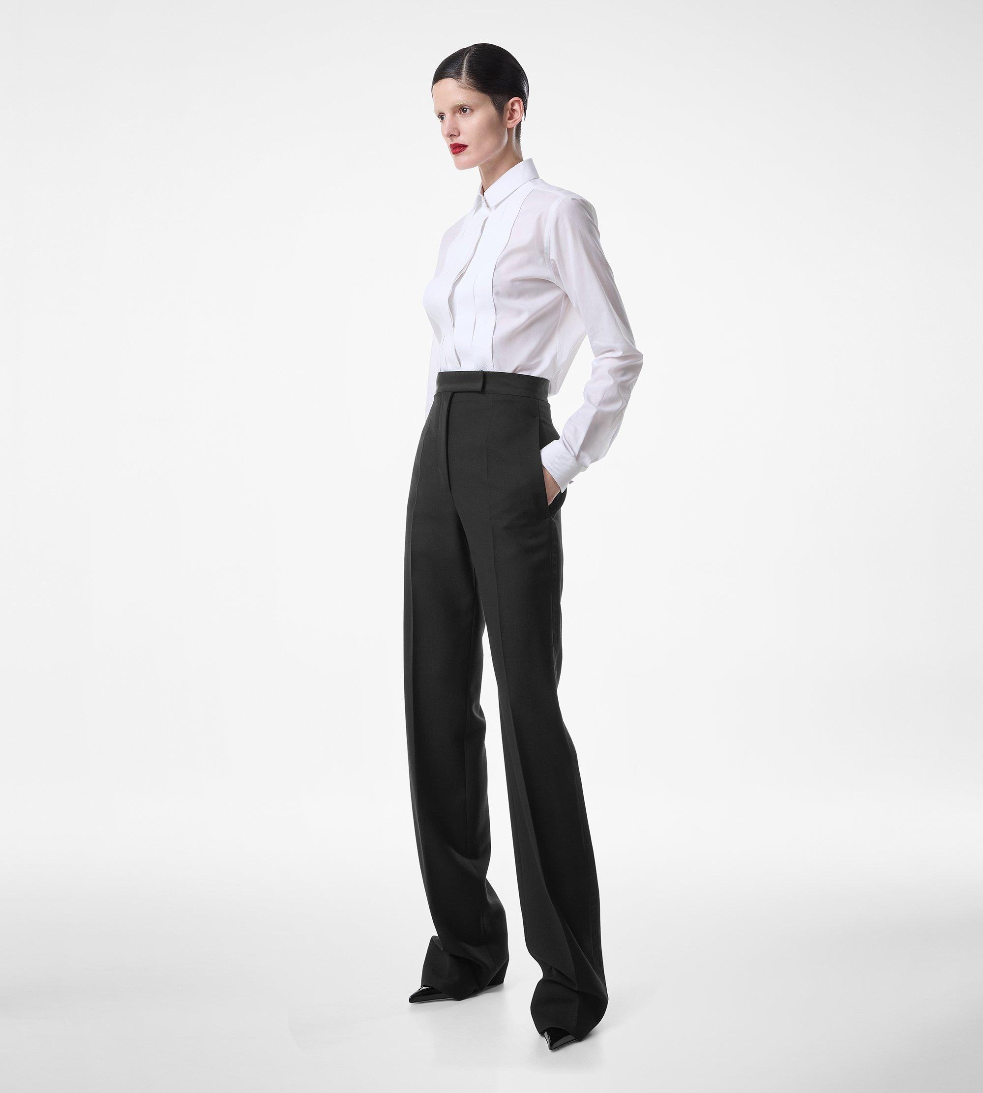 WOOL SILK BLEND HIGH-WAISTED TUXEDO PANTS | TOM FORD Fashion