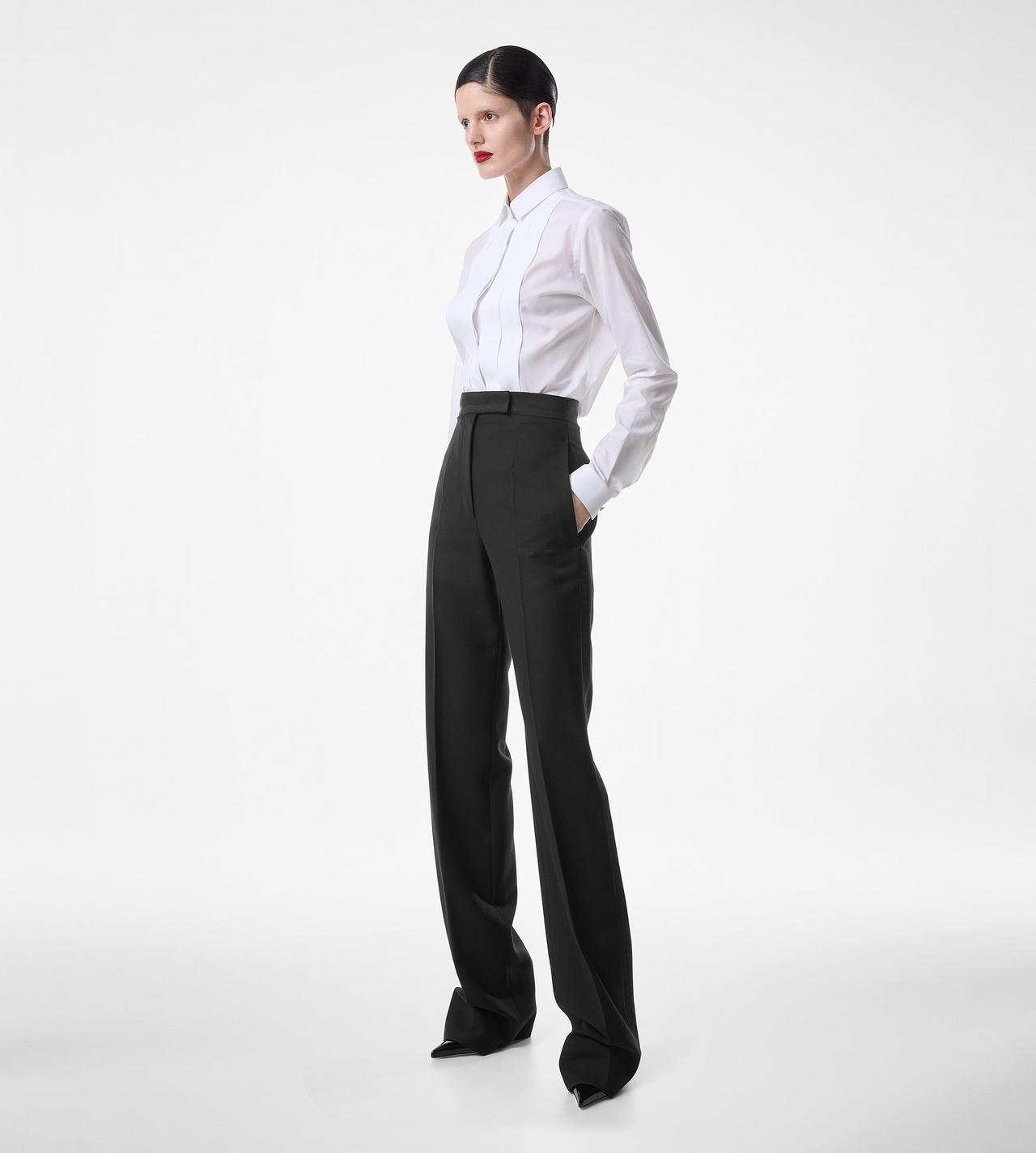 WOOL SILK BLEND HIGH-WAISTED TUXEDO PANTS image number 2