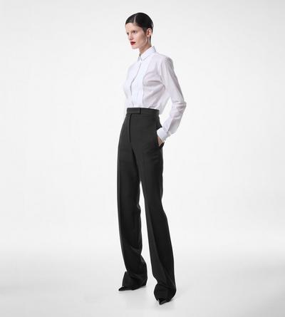 WOOL SILK BLEND HIGH-WAISTED TUXEDO PANTS image number 2