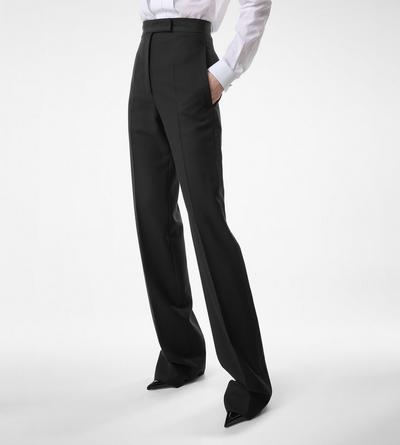 WOOL SILK BLEND HIGH-WAISTED TUXEDO PANTS image number 3
