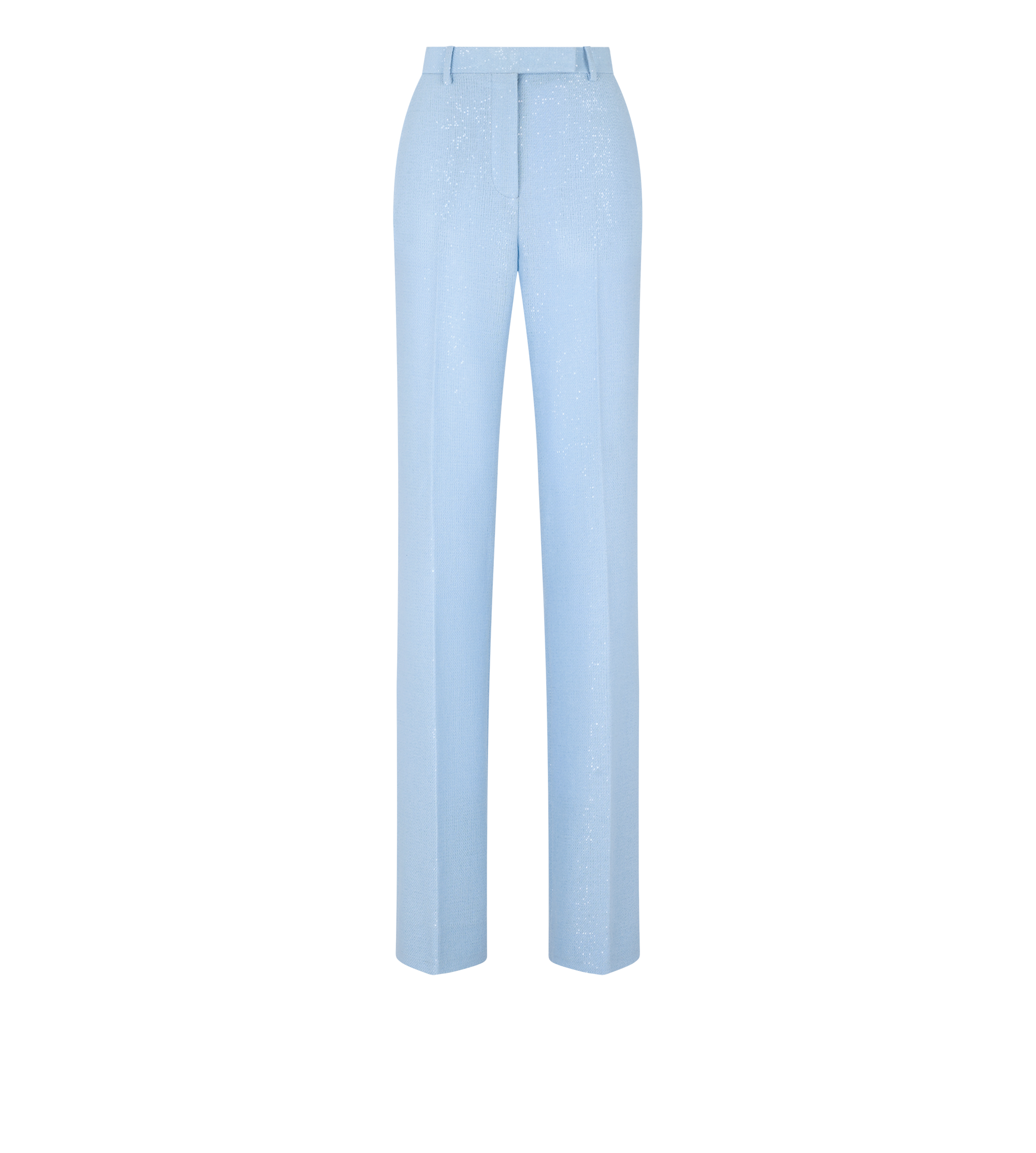SEQUINED WOOL BLEND CREPE TAILORED STRAIGHT PANTS