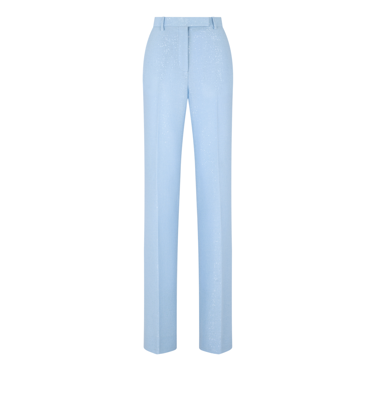 SEQUINED WOOL BLEND CREPE TAILORED STRAIGHT PANTS image number 0