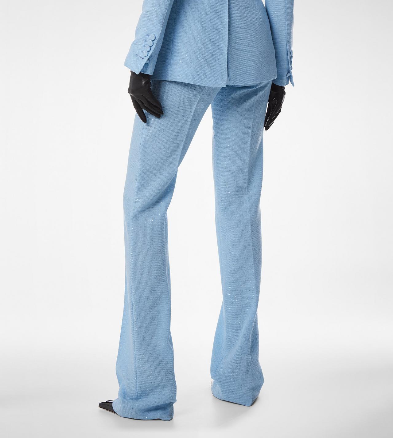 SEQUINED WOOL BLEND CREPE TAILORED STRAIGHT PANTS image number 4