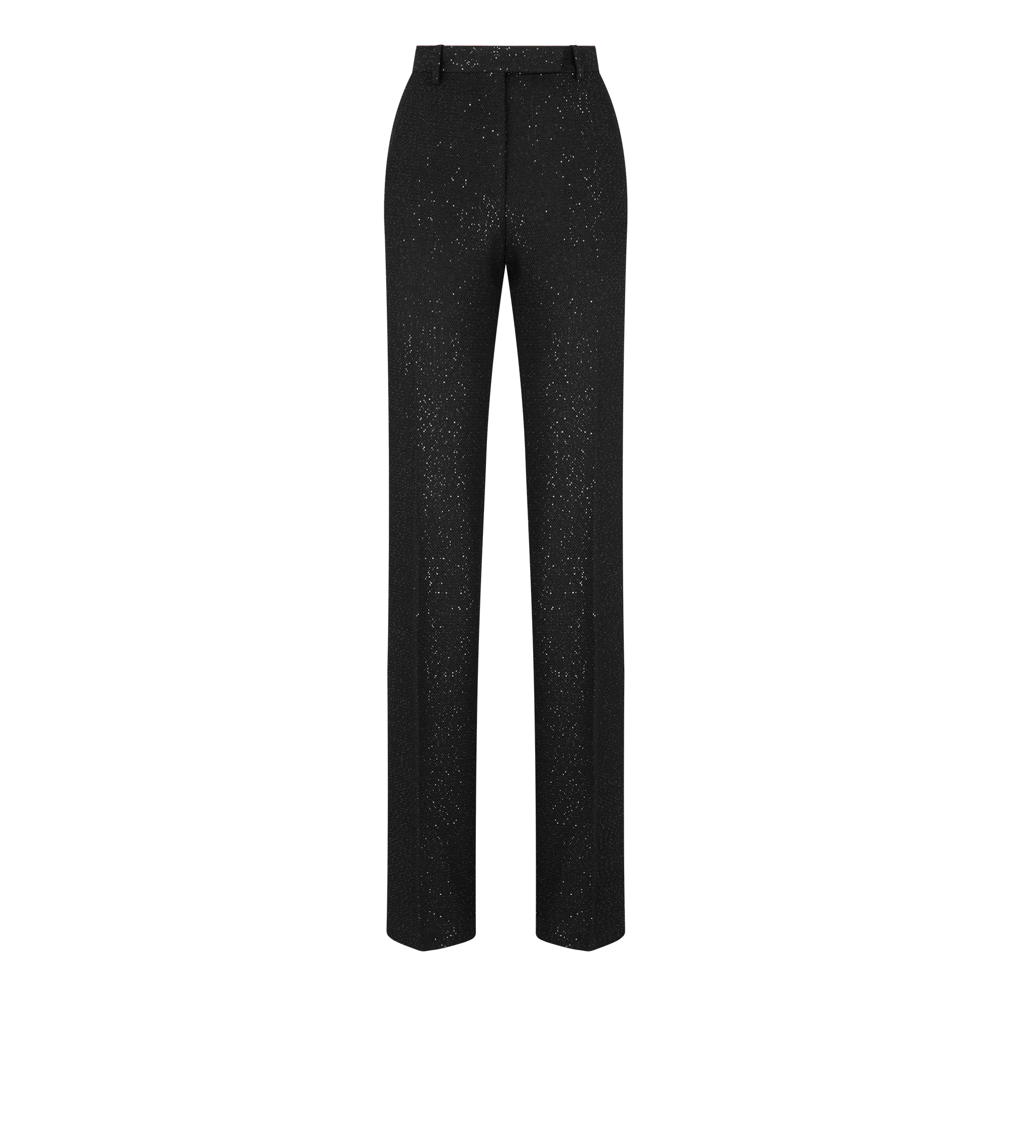 SEQUINED WOOL BLEND CREPE TAILORED STRAIGHT PANTS