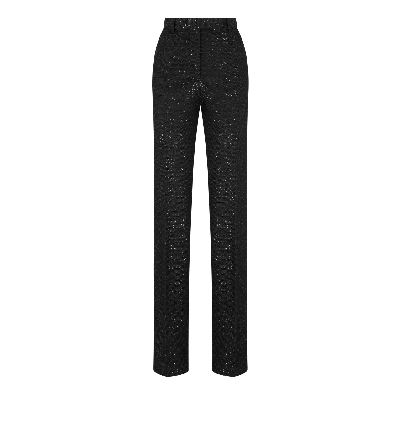 SEQUINED WOOL BLEND CREPE TAILORED STRAIGHT PANTS image number 0
