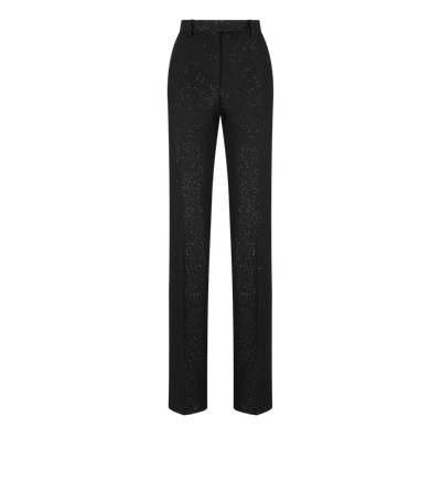 SEQUINED WOOL BLEND CREPE TAILORED STRAIGHT PANTS image number 0