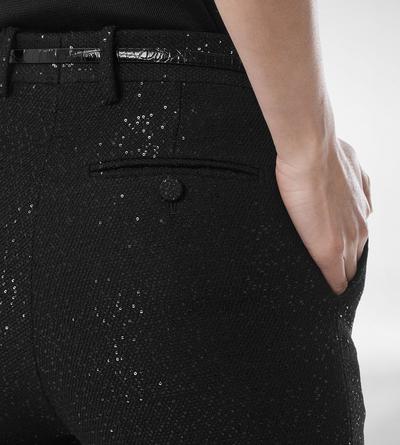 SEQUINED WOOL BLEND CREPE TAILORED STRAIGHT PANTS image number 1