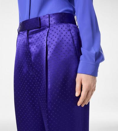 POLKA DOT JACQUARD PLEATED STRAIGHT PANTS image number 1