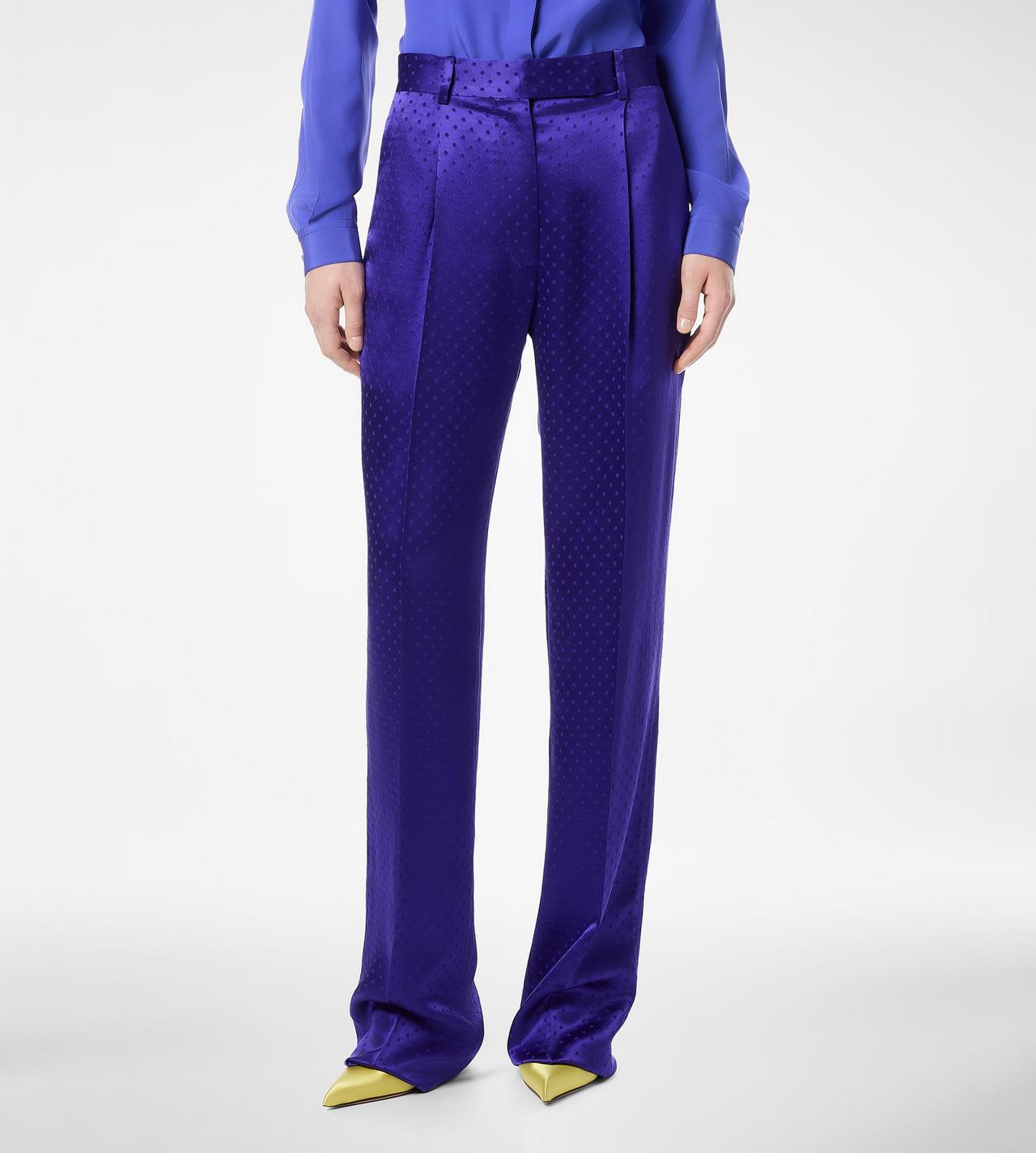 POLKA DOT JACQUARD PLEATED STRAIGHT PANTS image number 3