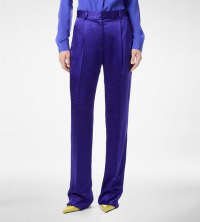 POLKA DOT JACQUARD PLEATED STRAIGHT PANTS image number 3