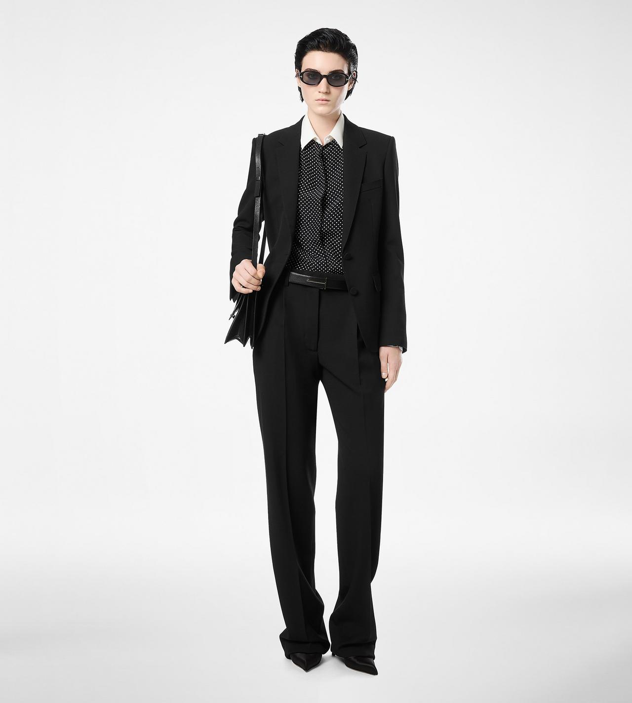 SHARP GRAIN DE POUDRE RELAXED PLEATED STRAIGHT PANTS image number 2