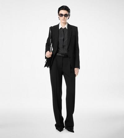 SHARP GRAIN DE POUDRE RELAXED PLEATED STRAIGHT PANTS image number 2