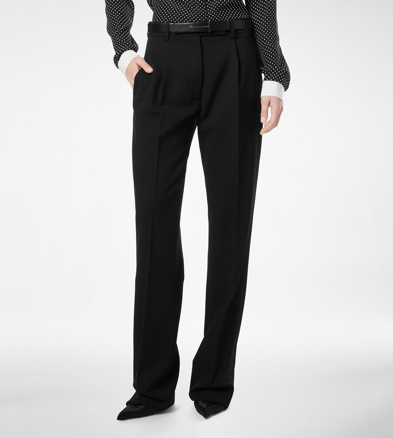 SHARP GRAIN DE POUDRE RELAXED PLEATED STRAIGHT PANTS image number 3
