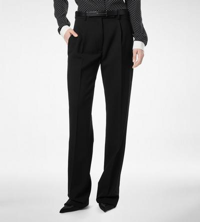 SHARP GRAIN DE POUDRE RELAXED PLEATED STRAIGHT PANTS image number 3