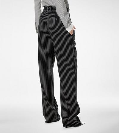 STRIPED WOOL COTTON BARATHEA RELAXED PLEATED STRAIGHT PANTS image number 4