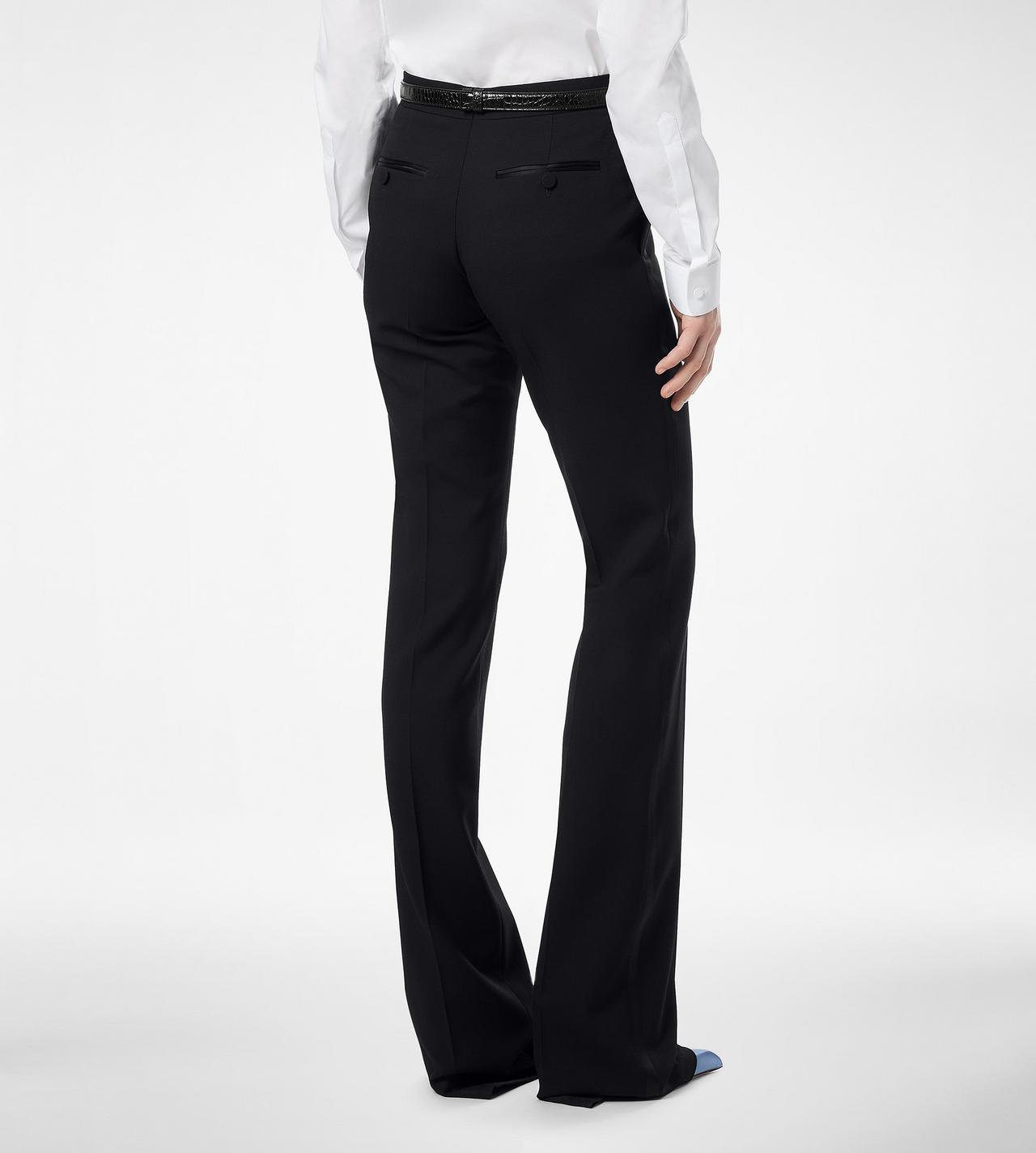 BI-COLOR SHARP GRAIN DE POUDRE TAILORED TUXEDO STRAIGHT PANTS image number 4