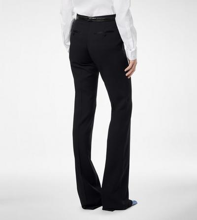 BI-COLOR SHARP GRAIN DE POUDRE TAILORED TUXEDO STRAIGHT PANTS image number 4