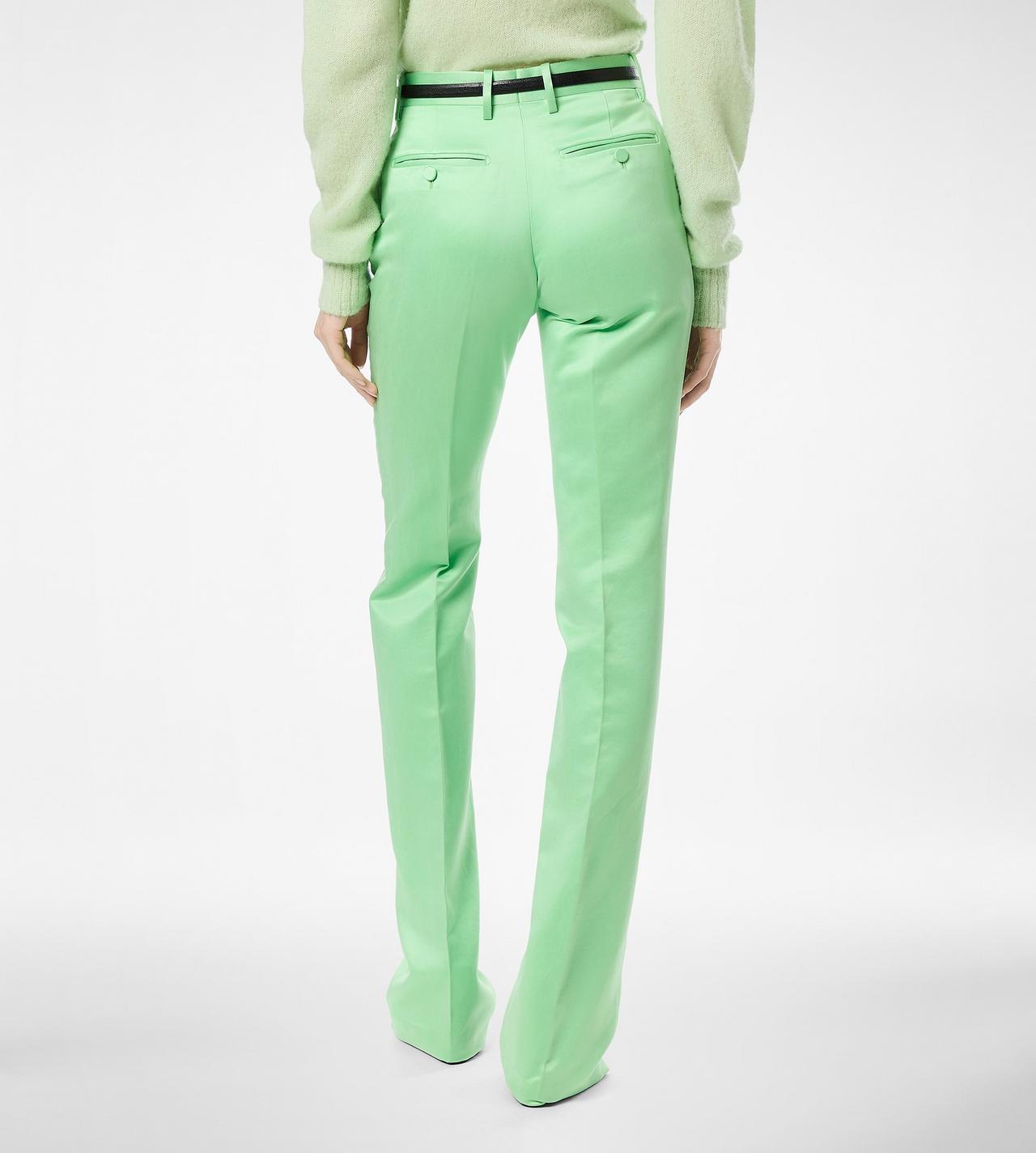 WASHED COTTON SILK BLEND DUCHESSE TAILORED STRAIGHT PANTS image number 4