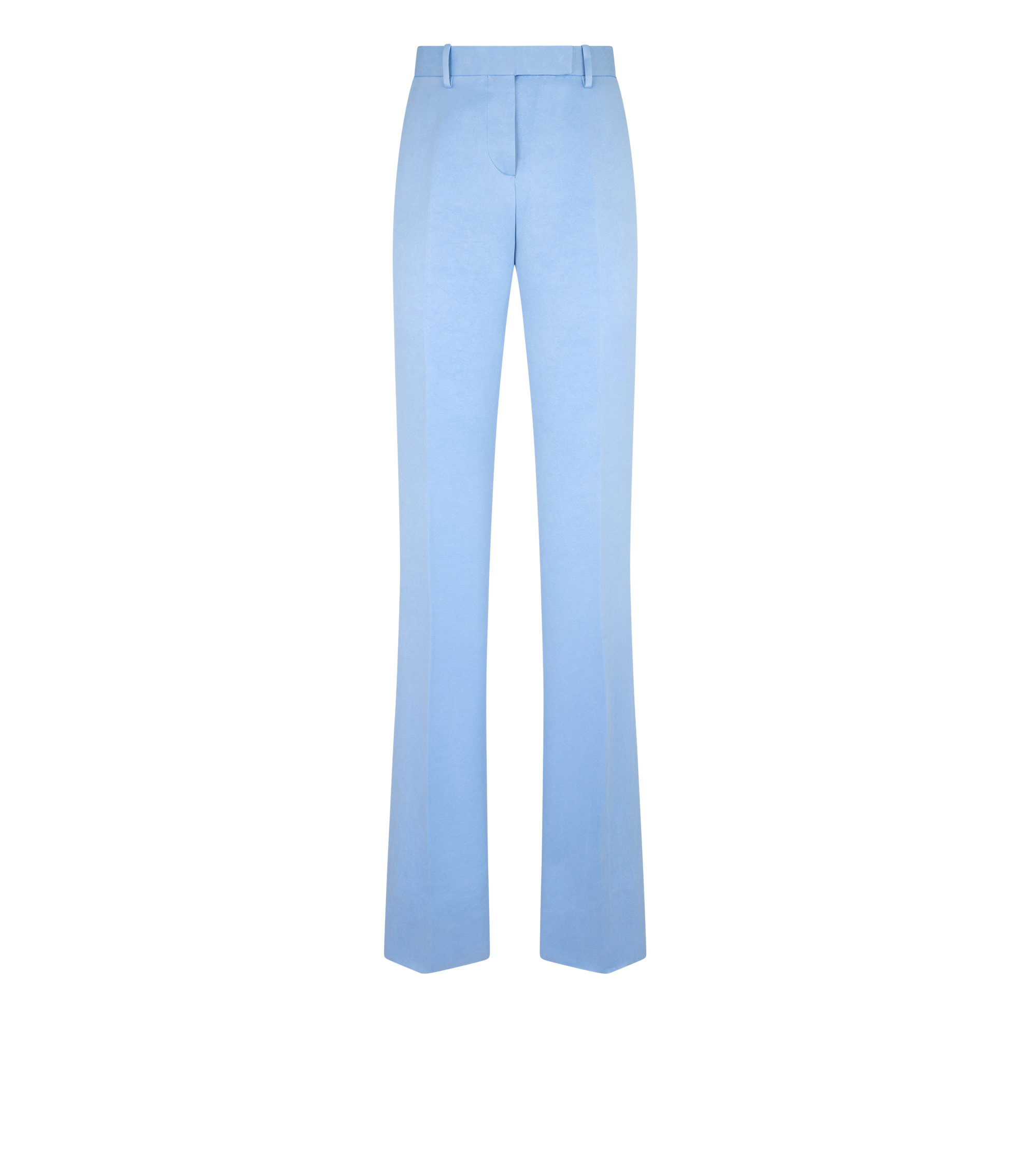 WASHED COTTON SILK BLEND DUCHESSE TAILORED STRAIGHT PANTS